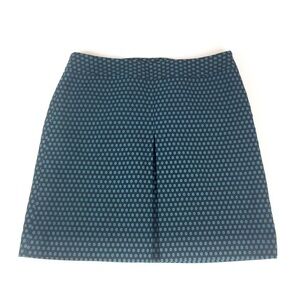 Ann Taylor Loft Pleat Front Teal Blue Black Printed Skirt Sz 8